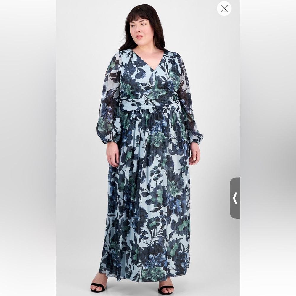 SL Fashions Plus Size Floral-Print gown